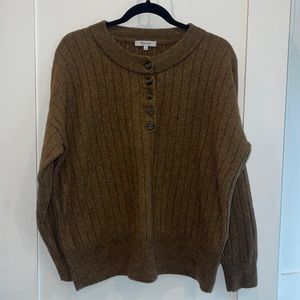 Madewell ribbed Henley wool blend sweater in Medium
